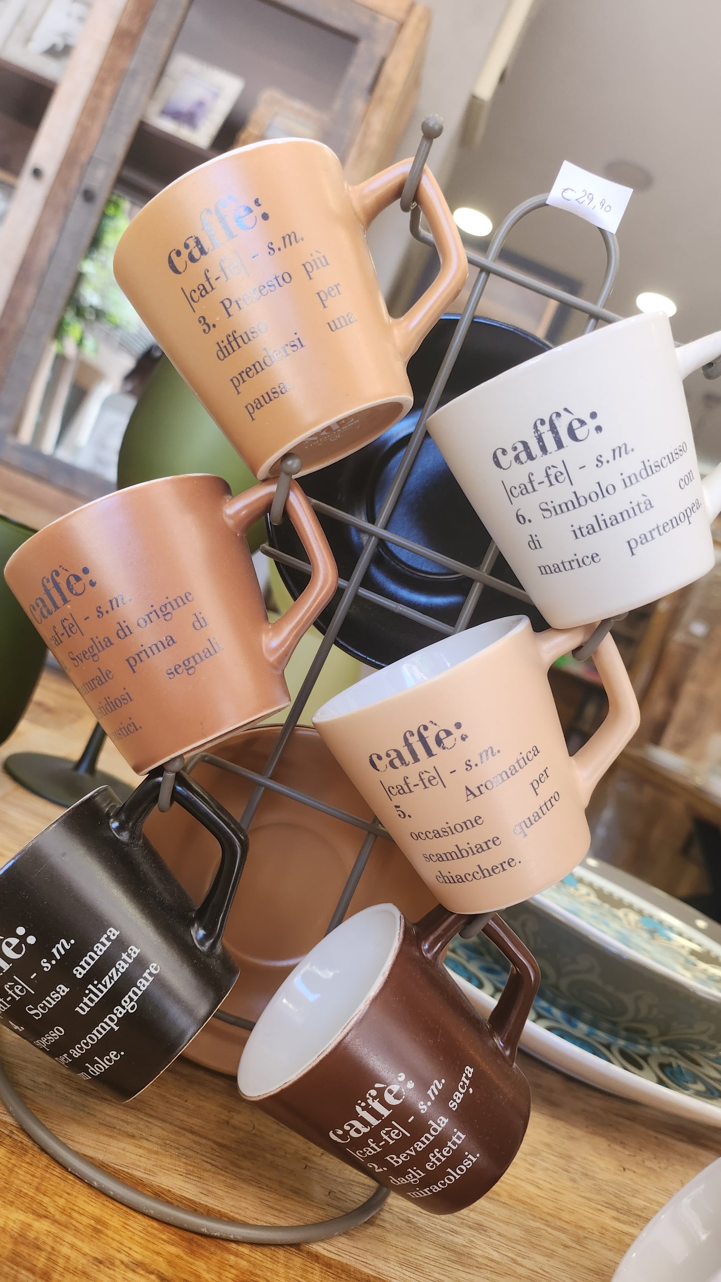 Villa d Este Home Tivoli Set 6 tazzine caffè 100 ml con stand Victionary choco