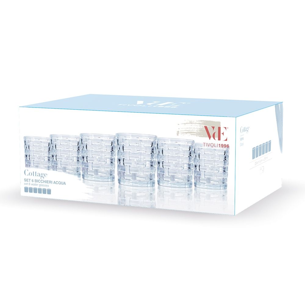 Villa d Este Home Tivoli Set 6 bicchieri acqua in vetro 275 ml Cottage