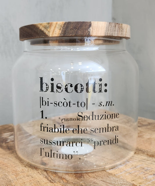 Barattolo biscotti in borosilicato e acacia, Villa d Este Home Tivoli Victionary