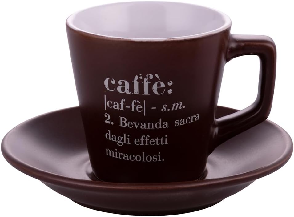 Villa d Este Home Tivoli Set 6 tazzine caffè 100 ml con stand Victionary choco