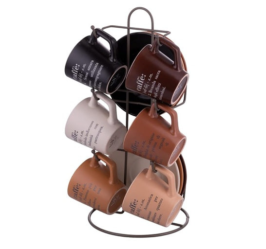 Villa d Este Home Tivoli Set 6 tazzine caffè 100 ml con stand Victionary choco