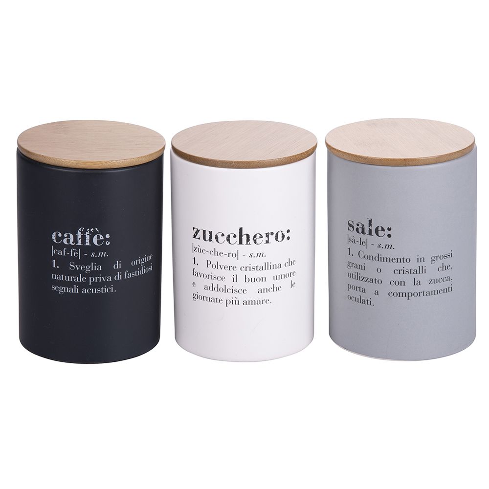 Set 3 barattoli caffè, zucchero e sale 750 ml, Villa d'Este Victionary Light