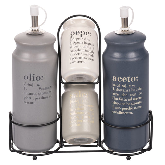 Villa d Este Home Tivoli Set olio, aceto, sale e pepe in gres, Victionary )
