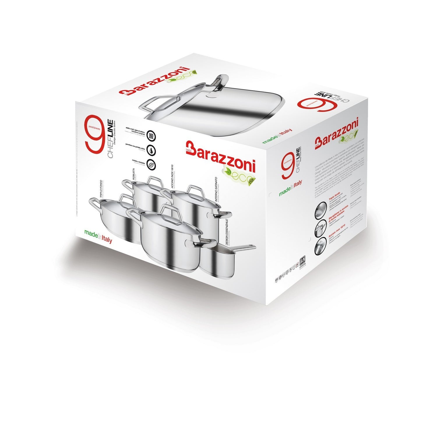 Batteria Barazzoni CHEF LINE 9 pz. acciaio inox 18/10