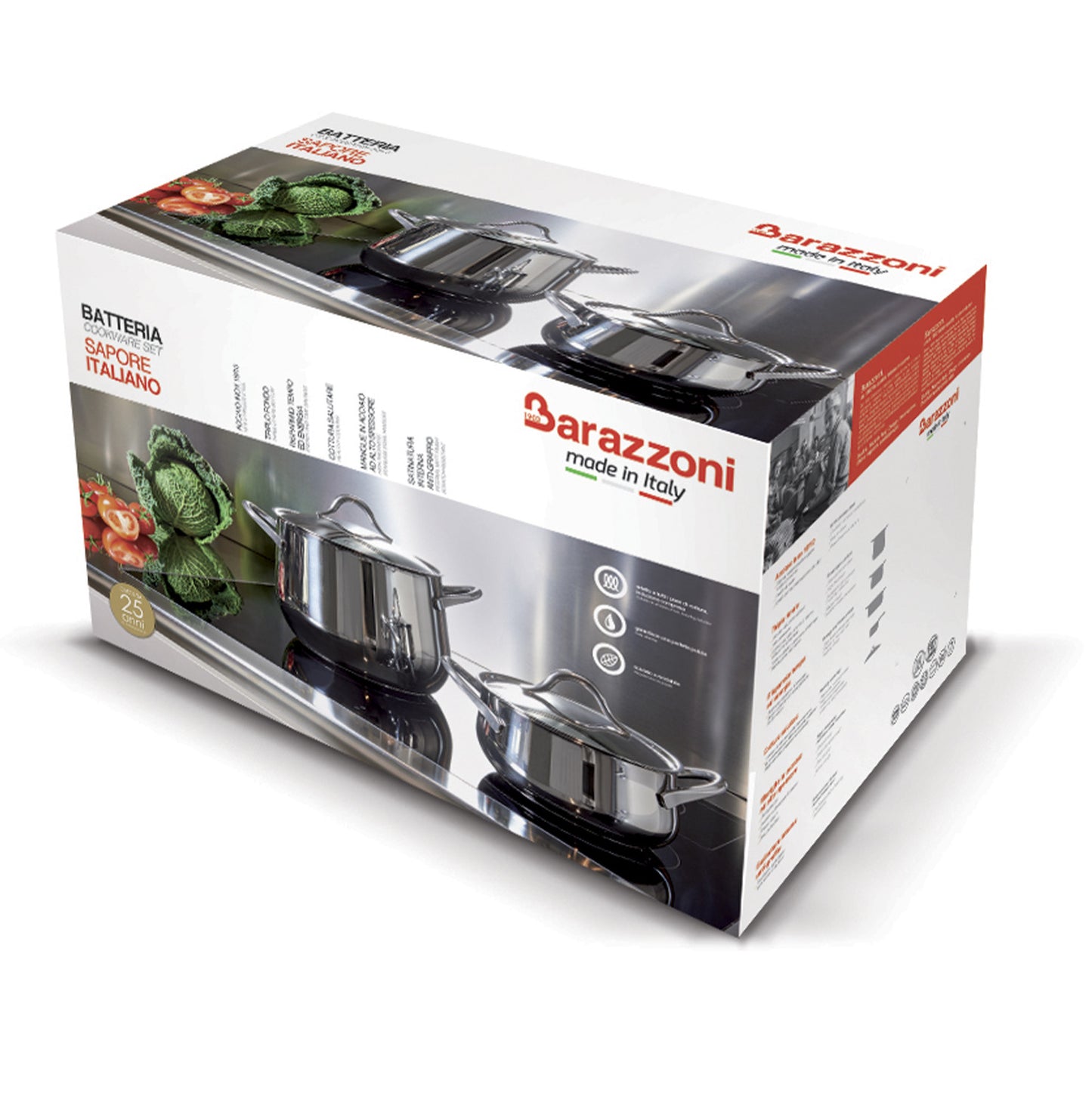 Batteria Barazzoni Sapore Italiano 11 pz acciao inox 18/10