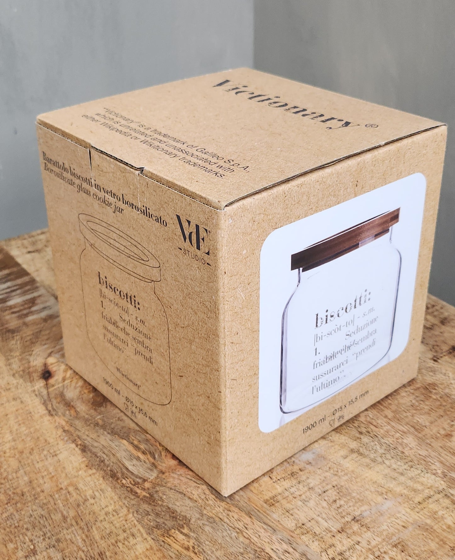 Barattolo biscotti in borosilicato e acacia, Villa d Este Home Tivoli Victionary