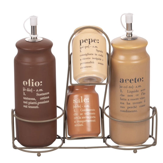 Villa d Este Home Tivoli Set olio, aceto, sale e pepe in gres, Victionary Chocolate