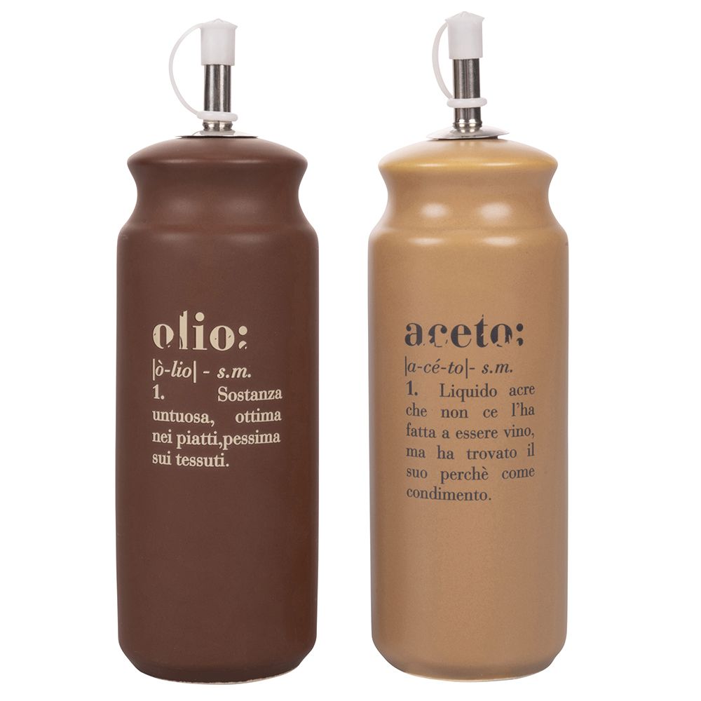 Villa d Este Home Tivoli Set olio, aceto, sale e pepe in gres, Victionary Chocolate