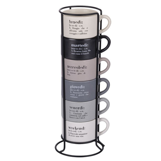 Set 6 tazzine caffè 90 ml con stand Villa d'Este Victionary Week