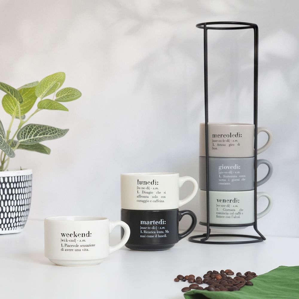 Set 6 tazzine caffè 90 ml con stand Villa d'Este Victionary Week